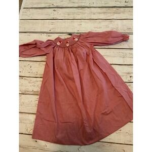 Amanda Remembered Girls Red Gingham Smocked Santa Christmas Dress Size 5 Vintage
